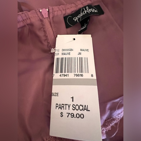 Speechless Mauve Fit & Flare Party Dress – Plunge Mesh Neckline, Size 1, NWT - Picture 6 of 7